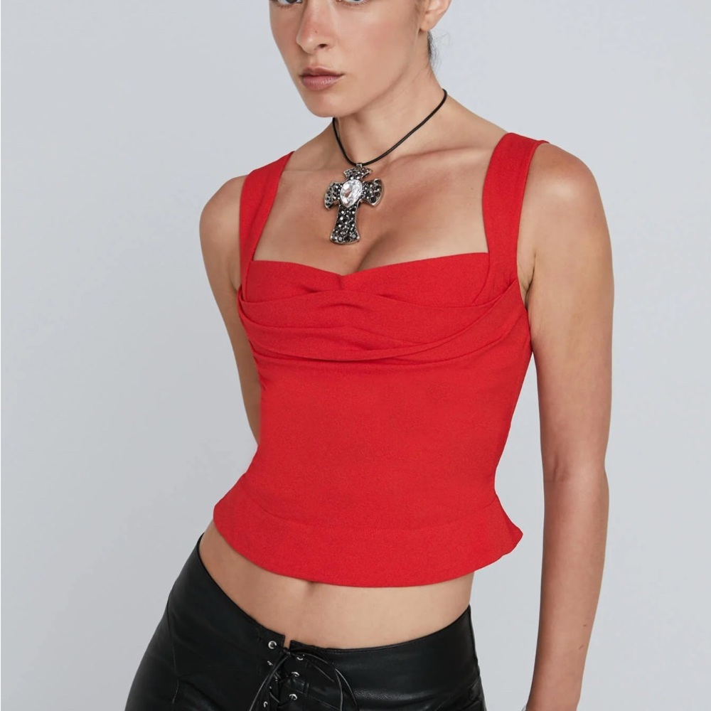 Miaou Red Imogene Corset Top NWT